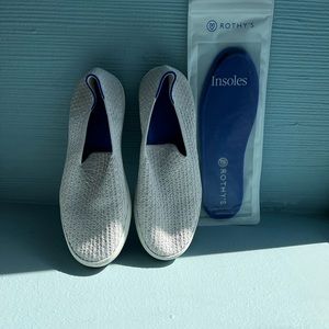 White Rothy slip-ons with brand new insoles